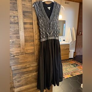 Anthropologie Black and Gray Knit Top Maxi Dress